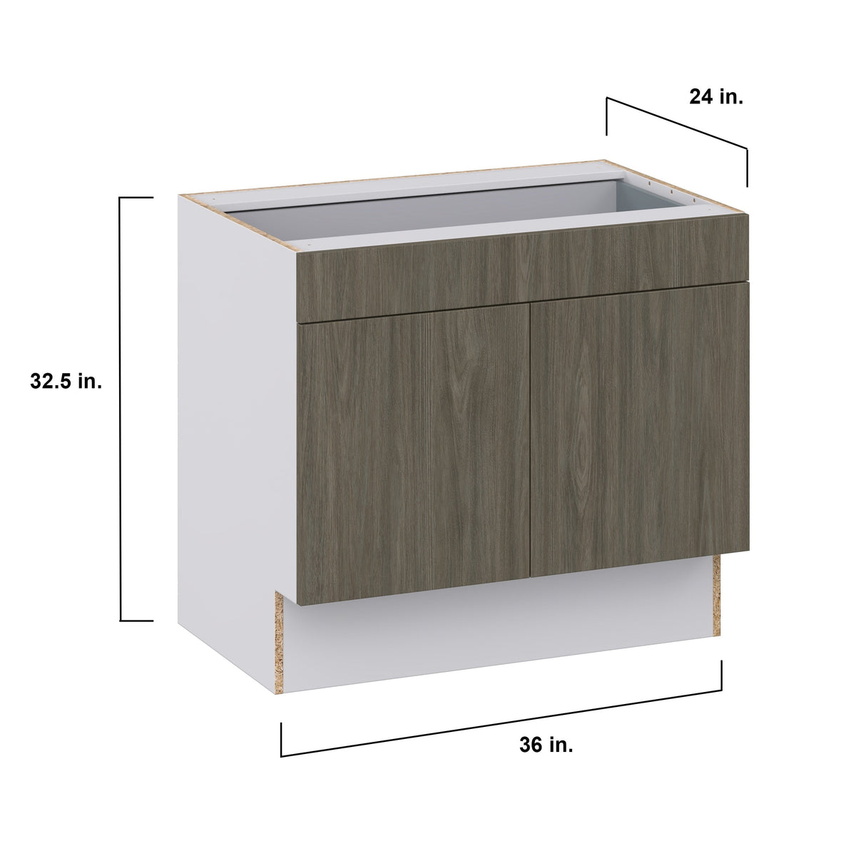 Hugo&Borg Savane 36-in W x 32.5-in H x 25-in D Textmel 1-Drawer Base Fully Assembled Cabinet (Flat Panel Slab Style)