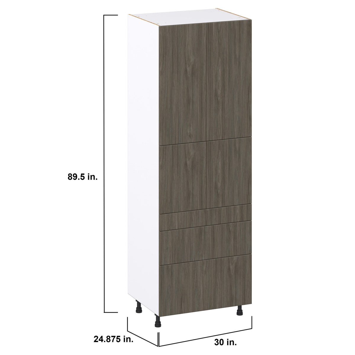 Hugo&Borg Savane 30-in W x 89.5-in H x 24-in D Textmel 5-Drawers Pantry Fully Assembled Cabinet (Flat Panel Slab Style)