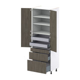 Hugo&Borg Savane 30-in W x 89.5-in H x 24-in D Textmel 5-Drawers Pantry Fully Assembled Cabinet (Flat Panel Slab Style)