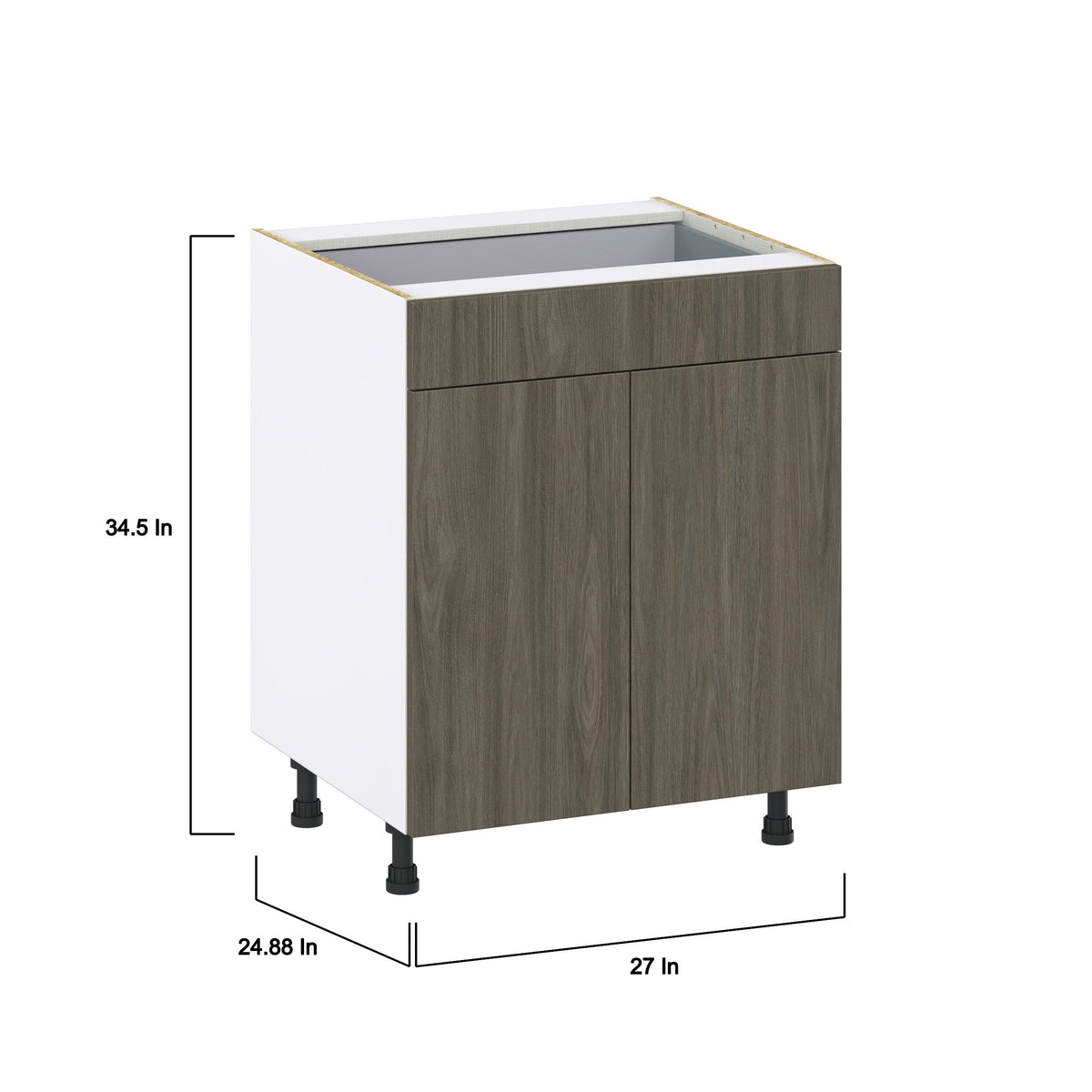 Hugo&Borg Savane 27-in W x 34.5-in H x 24-in D Textmel 1-Drawer Base Fully Assembled Cabinet (Flat Panel Slab Style)