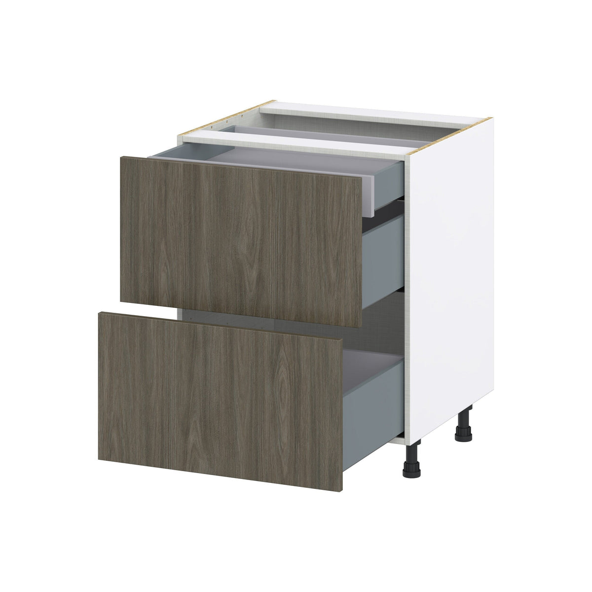 Hugo&Borg Savane 27-in W x 34.5-in H x 24-in D Textmel 3-Drawer Base Fully Assembled Cabinet (Flat Panel Style)