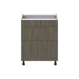 Hugo&Borg Savane 27-in W x 34.5-in H x 24-in D Textmel 3-Drawer Base Fully Assembled Cabinet (Flat Panel Style)