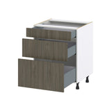Hugo&Borg Savane 27-in W x 34.5-in H x 24-in D Textmel 3-Drawer Base Fully Assembled Cabinet (Flat Panel Style)
