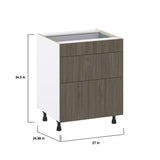 Hugo&Borg Savane 27-in W x 34.5-in H x 24-in D Textmel 3-Drawer Base Fully Assembled Cabinet (Flat Panel Style)