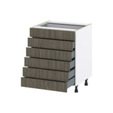 Hugo&Borg Savane 27-in W x 34.5-in H x 24-in D Textmel 6-Drawer Base Fully Assembled Cabinet (Flat Panel Style)