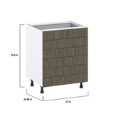 Hugo&Borg Savane 27-in W x 34.5-in H x 24-in D Textmel 6-Drawer Base Fully Assembled Cabinet (Flat Panel Style)