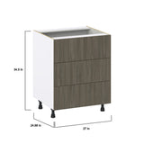 Hugo&Borg Savane 27-in W x 34.5-in H x 24-in D Textmel 3-Drawer Base Fully Assembled Cabinet (Flat Panel Style)