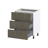 Hugo&Borg Savane 27-in W x 34.5-in H x 24-in D Textmel 3-Drawer Base Fully Assembled Cabinet (Flat Panel Style)