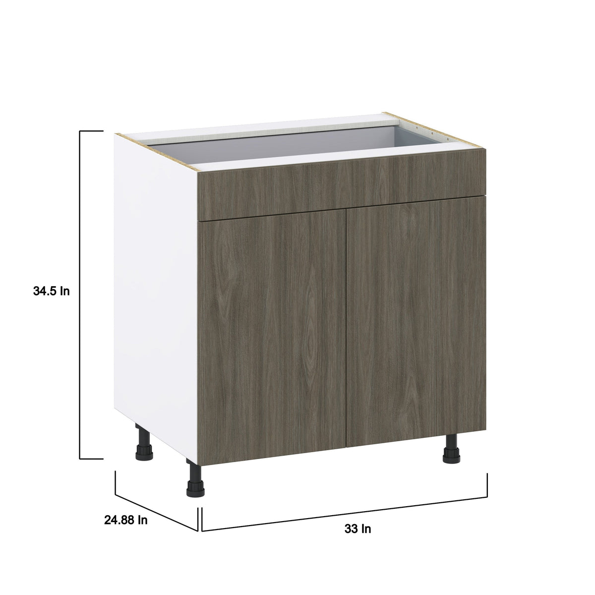 Hugo&Borg Savane 33-in W x 34.5-in H x 24-in D Textmel 1-Drawer Base Fully Assembled Cabinet (Flat Panel Slab Style)