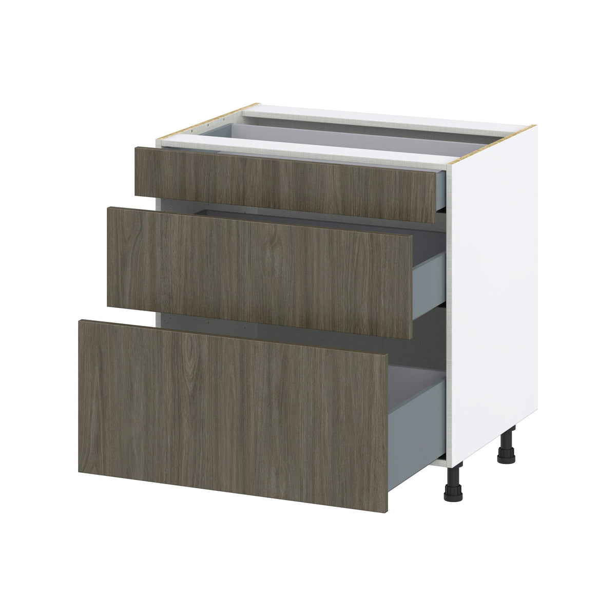 Hugo&Borg Savane 33-in W x 34.5-in H x 24-in D Textmel 3-Drawer Base Fully Assembled Cabinet (Flat Panel Style)