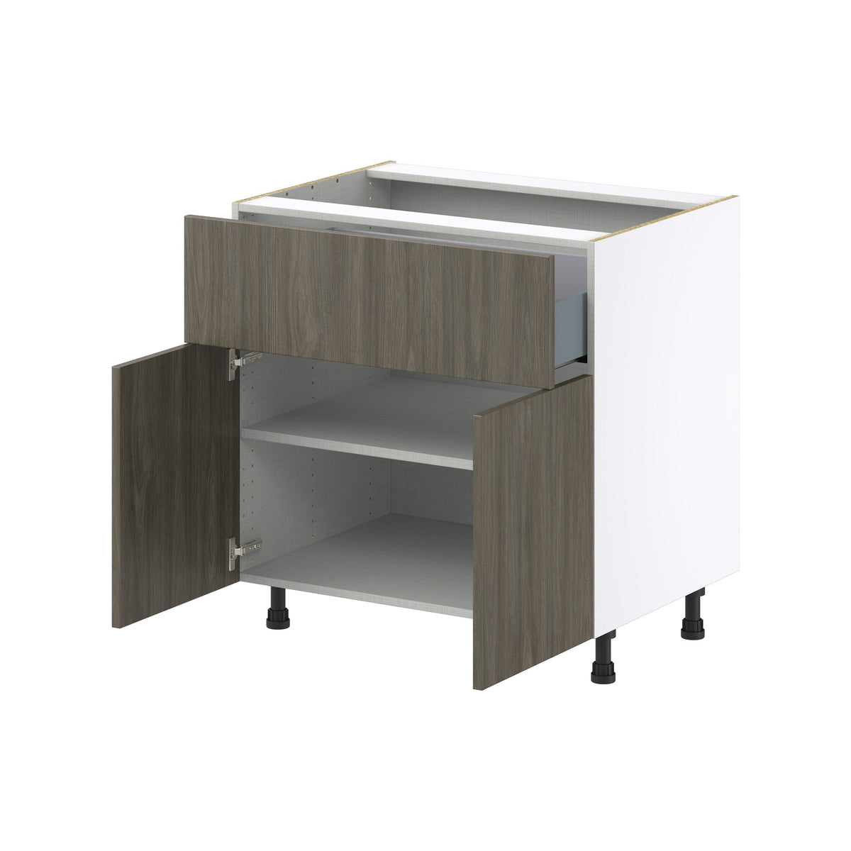 Hugo&Borg Savane 33-in W x 34.5-in H x 25-in D Textmel 1-Drawer Base Fully Assembled Cabinet (Flat Panel Slab Style)