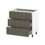 Hugo&Borg Savane 33-in W x 34.5-in H x 24-in D Textmel 3-Drawer Base Fully Assembled Cabinet (Flat Panel Style)
