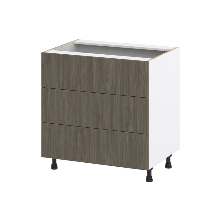 Hugo&Borg Savane 33-in W x 34.5-in H x 24-in D Textmel 3-Drawer Base Fully Assembled Cabinet (Flat Panel Style)