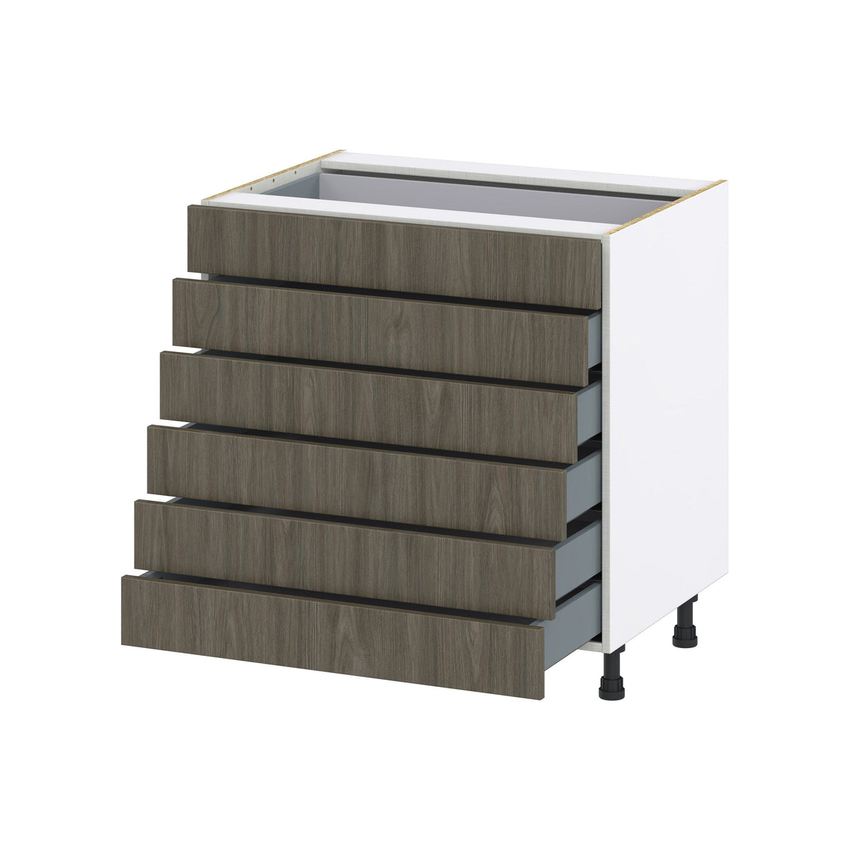 Hugo&Borg Savane 33-in W x 34.5-in H x 24-in D Textmel 6-Drawer Base Fully Assembled Cabinet (Flat Panel Style)