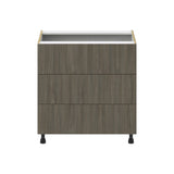 Hugo&Borg Savane 33-in W x 34.5-in H x 24-in D Textmel 3-Drawer Base Fully Assembled Cabinet (Flat Panel Style)