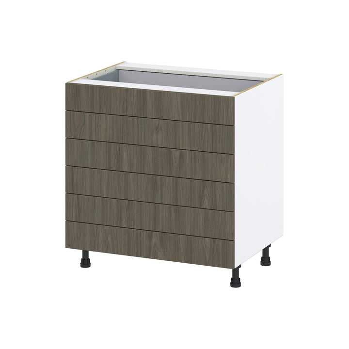 Hugo&Borg Savane 33-in W x 34.5-in H x 24-in D Textmel 6-Drawer Base Fully Assembled Cabinet (Flat Panel Style)
