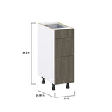 Hugo&Borg Savane 12-in W x 34.5-in H x 24-in D Textmel 3-Drawer Base Fully Assembled Cabinet (Flat Panel Style)