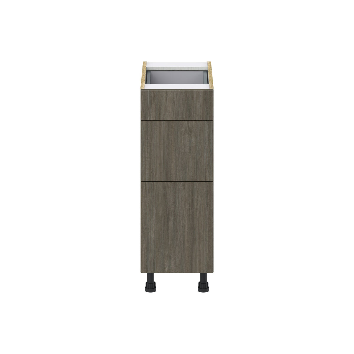 Hugo&Borg Savane 12-in W x 34.5-in H x 24-in D Textmel 3-Drawer Base Fully Assembled Cabinet (Flat Panel Style)