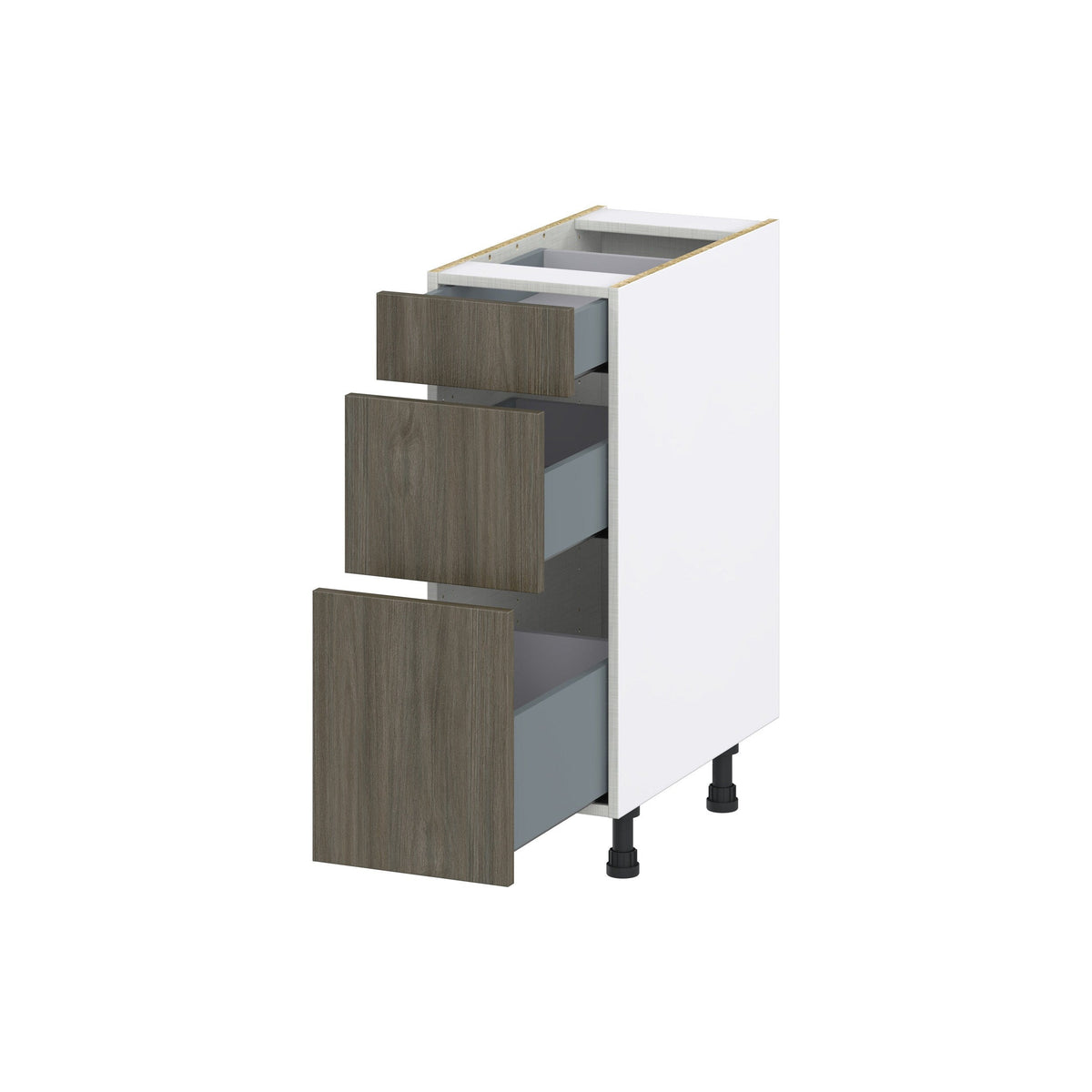Hugo&Borg Savane 12-in W x 34.5-in H x 24-in D Textmel 3-Drawer Base Fully Assembled Cabinet (Flat Panel Style)