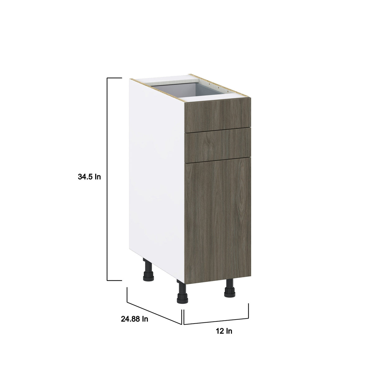 Hugo&Borg Savane 12-in W x 34.5-in H x 24-in D Textmel 2-Drawers Base Fully Assembled Cabinet (Flat Panel Slab Style)