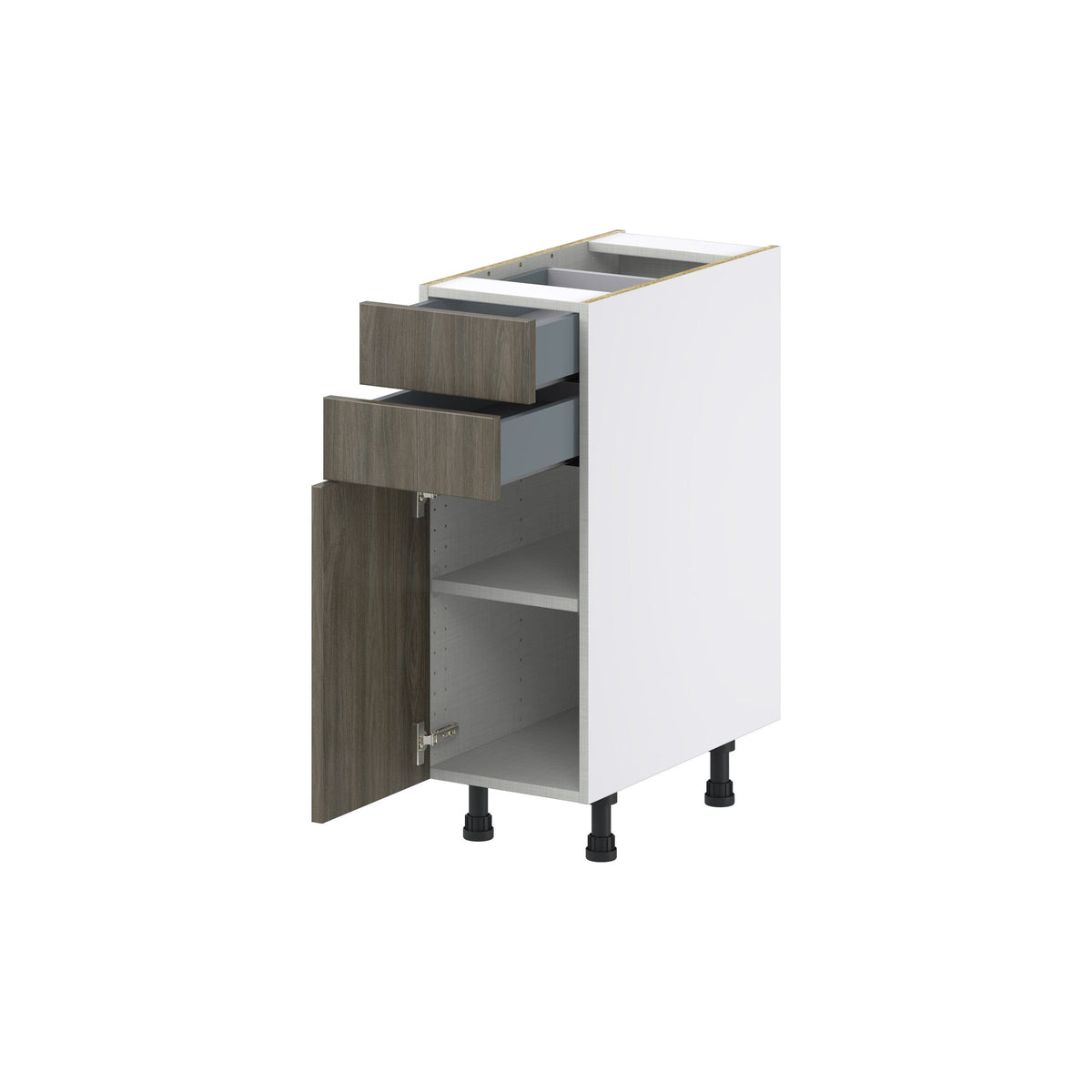Hugo&Borg Savane 12-in W x 34.5-in H x 24-in D Textmel 2-Drawers Base Fully Assembled Cabinet (Flat Panel Slab Style)