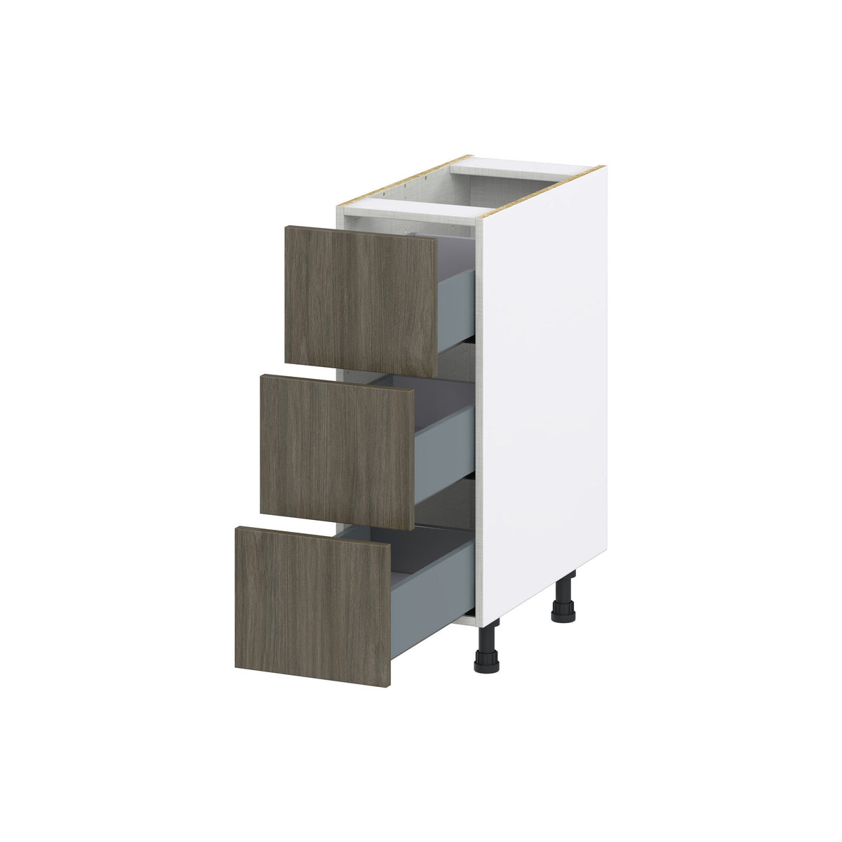 Hugo&Borg Savane 12-in W x 34.5-in H x 24-in D Textmel 3-Drawer Base Fully Assembled Cabinet (Flat Panel Style)