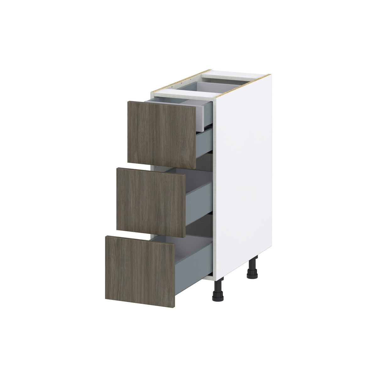 Hugo&Borg Savane 12-in W x 34.5-in H x 24-in D Textmel 4-Drawer Base Fully Assembled Cabinet (Flat Panel Style)