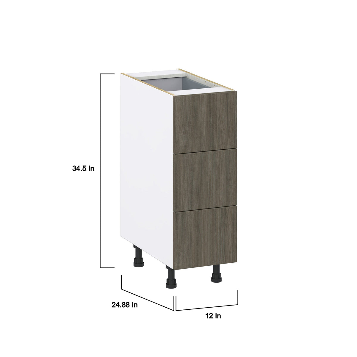 Hugo&Borg Savane 12-in W x 34.5-in H x 24-in D Textmel 4-Drawer Base Fully Assembled Cabinet (Flat Panel Style)