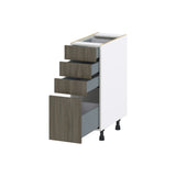 Hugo&Borg Savane 12-in W x 34.5-in H x 24-in D Textmel 4-Drawer Base Fully Assembled Cabinet (Flat Panel Style)