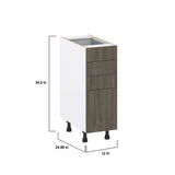 Hugo&Borg Savane 12-in W x 34.5-in H x 24-in D Textmel 4-Drawer Base Fully Assembled Cabinet (Flat Panel Style)