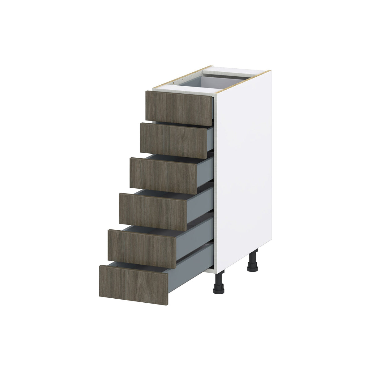 Hugo&Borg Savane 12-in W x 34.5-in H x 24-in D Textmel 6-Drawer Base Fully Assembled Cabinet (Flat Panel Style)