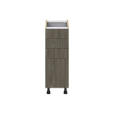 Hugo&Borg Savane 12-in W x 34.5-in H x 24-in D Textmel 4-Drawer Base Fully Assembled Cabinet (Flat Panel Style)