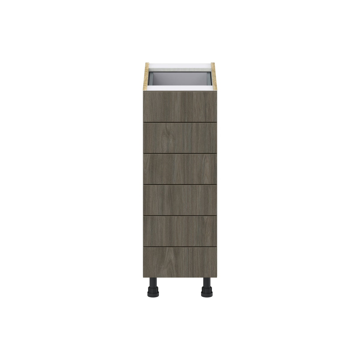 Hugo&Borg Savane 12-in W x 34.5-in H x 24-in D Textmel 6-Drawer Base Fully Assembled Cabinet (Flat Panel Style)