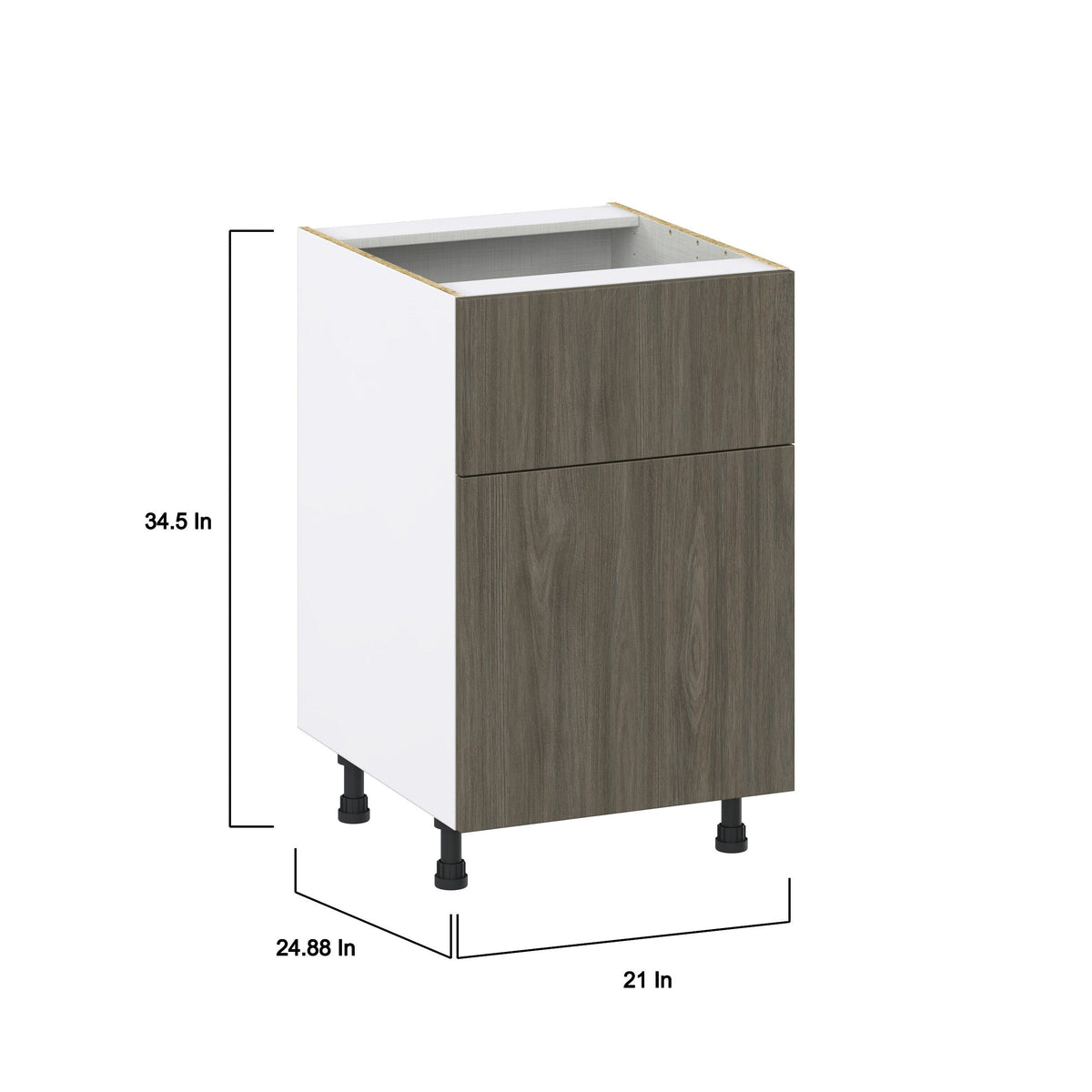Hugo&Borg Savane 21-in W x 34.5-in H x 25-in D Textmel 1-Drawer Base Fully Assembled Cabinet (Flat Panel Slab Style)