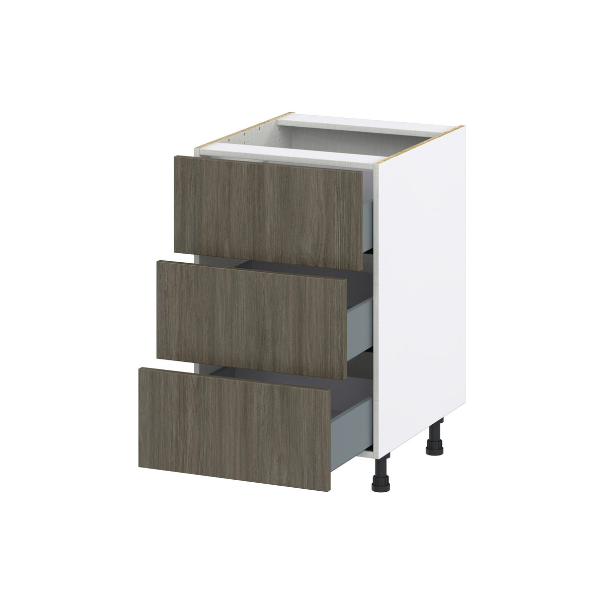 Hugo&Borg Savane 21-in W x 34.5-in H x 24-in D Textmel 3-Drawer Base Fully Assembled Cabinet (Flat Panel Style)