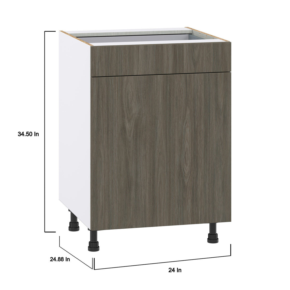 Hugo&Borg Savane 24-in W x 34.5-in H x 24-in D Textmel 1-Drawer Base Fully Assembled Cabinet (Flat Panel Slab Style)