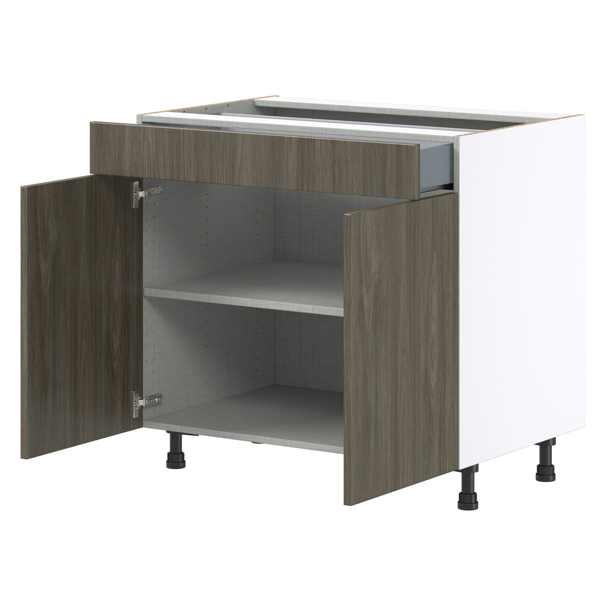 Hugo&Borg Savane 36-in W x 34.5-in H x 24-in D Textmel 1-Drawer Base Fully Assembled Cabinet (Flat Panel Slab Style)