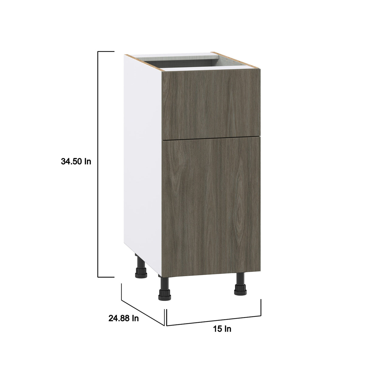 Hugo&Borg Savane 15-in W x 34.5-in H x 25-in D Textmel 1-Drawer Base Fully Assembled Cabinet (Flat Panel Slab Style)
