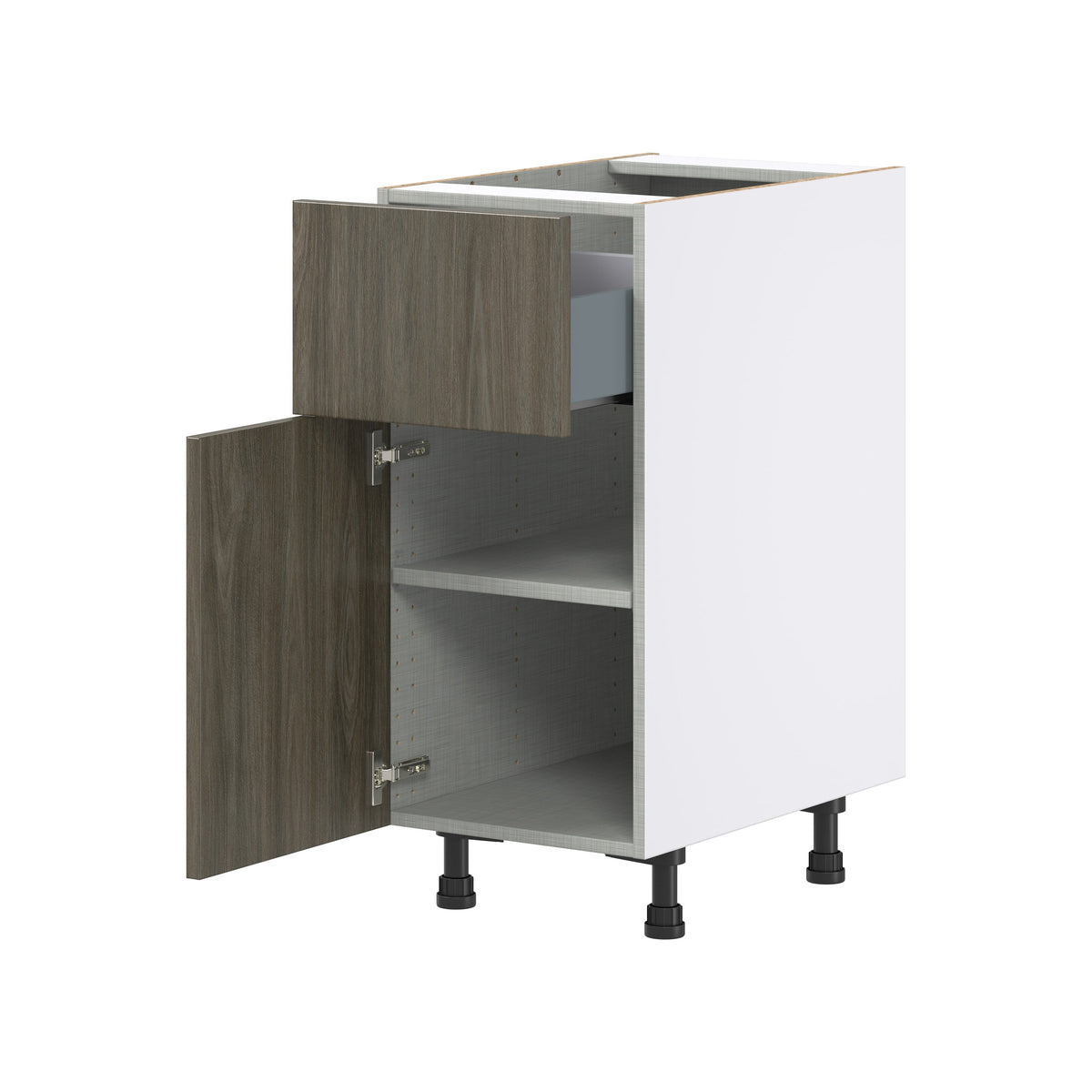 Hugo&Borg Savane 15-in W x 34.5-in H x 25-in D Textmel 1-Drawer Base Fully Assembled Cabinet (Flat Panel Slab Style)
