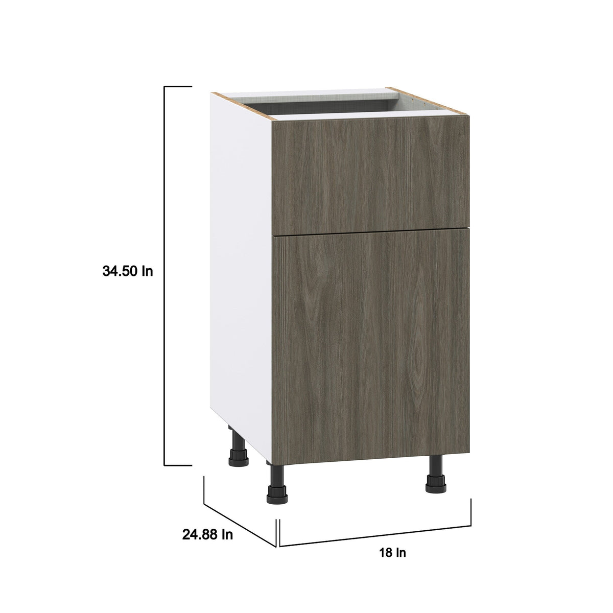 Hugo&Borg Savane 18-in W x 34.5-in H x 25-in D Textmel 1-Drawer Base Fully Assembled Cabinet (Flat Panel Slab Style)