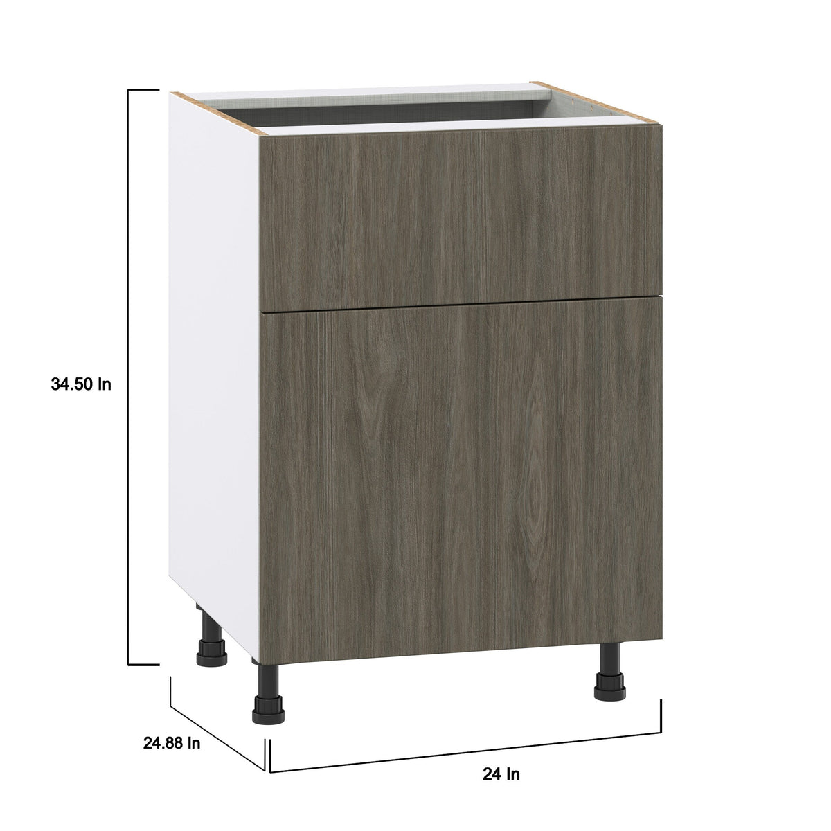 Hugo&Borg Savane 24-in W x 34.5-in H x 25-in D Textmel 1-Drawer Base Fully Assembled Cabinet (Flat Panel Slab Style)
