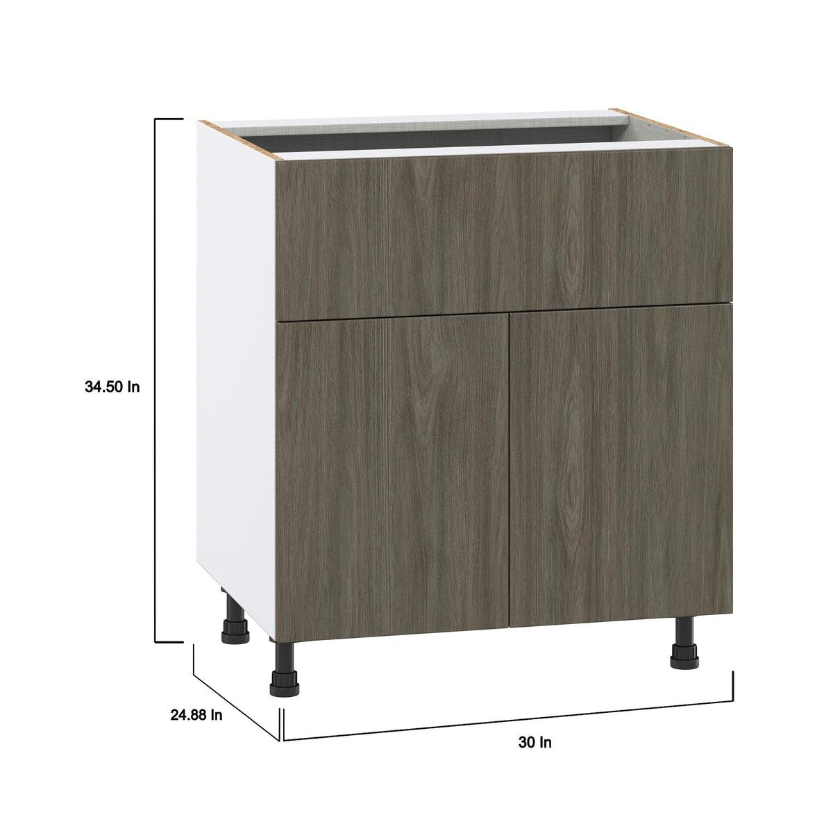 Hugo&Borg Savane 30-in W x 34.5-in H x 25-in D Textmel 1-Drawer Base Fully Assembled Cabinet (Flat Panel Slab Style)