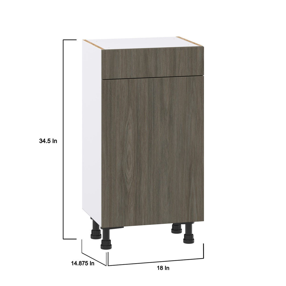 Hugo&Borg Savane 18-in W x 34.5-in H x 14-in D Textmel 1-Drawer Base Fully Assembled Cabinet (Flat Panel Slab Style)