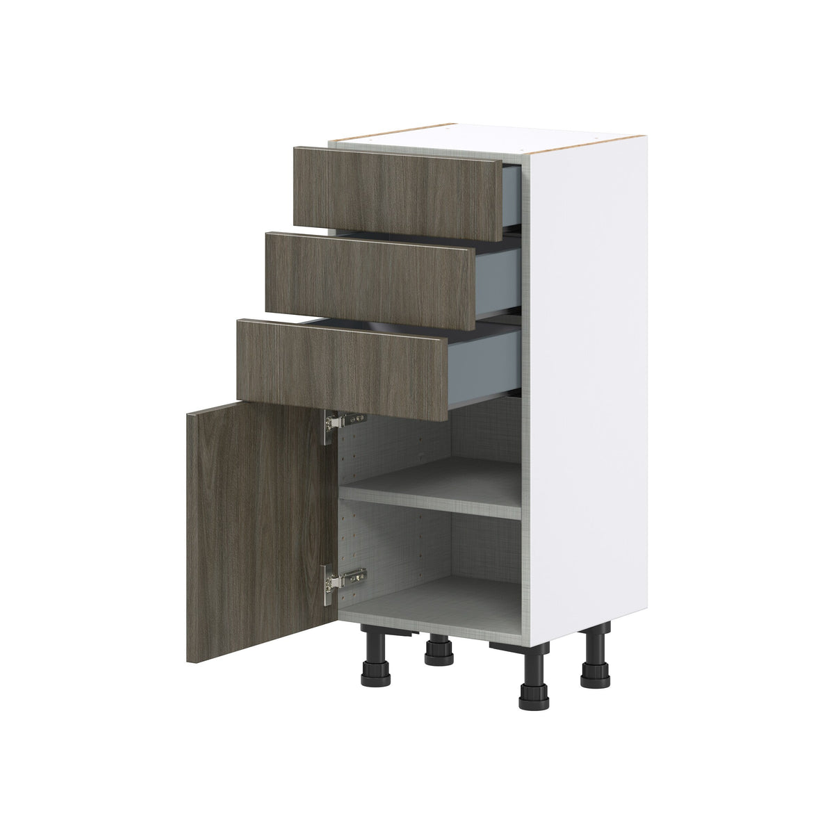 Hugo&Borg Savane 15-in W x 34.5-in H x 14-in D Textmel 3-Drawers Base Fully Assembled Cabinet (Flat Panel Slab Style)