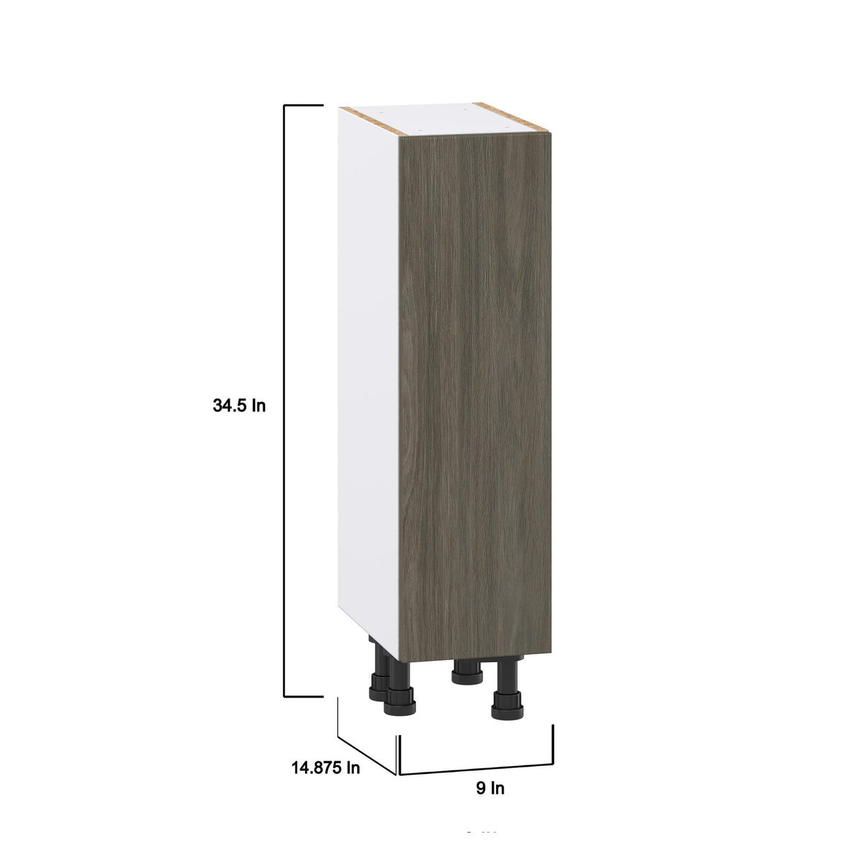Hugo&Borg Savane 9-in W x 34.5-in H x 14-in D Textmel Base Fully Assembled Cabinet (Flat Panel Slab Door Style)
