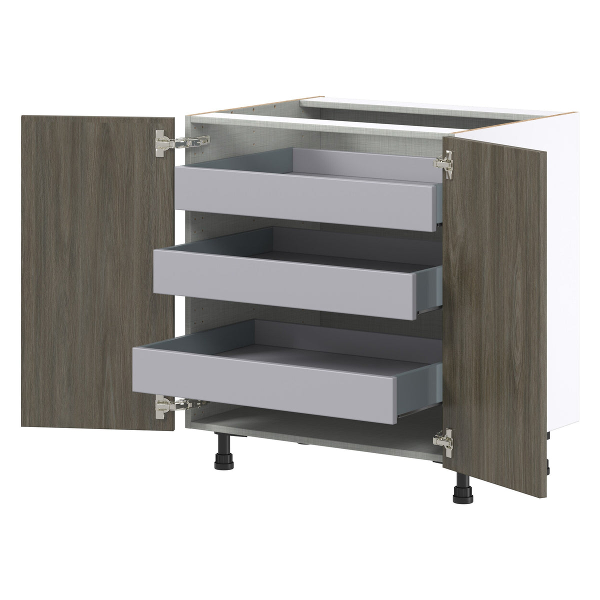 Hugo&Borg Savane 30-in W x 34.5-in H x 24-in D Textmel 3-Drawers Base Fully Assembled Cabinet (Flat Panel Slab Style)