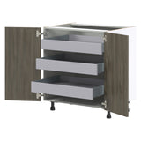 Hugo&Borg Savane 30-in W x 34.5-in H x 24-in D Textmel 3-Drawers Base Fully Assembled Cabinet (Flat Panel Slab Style)