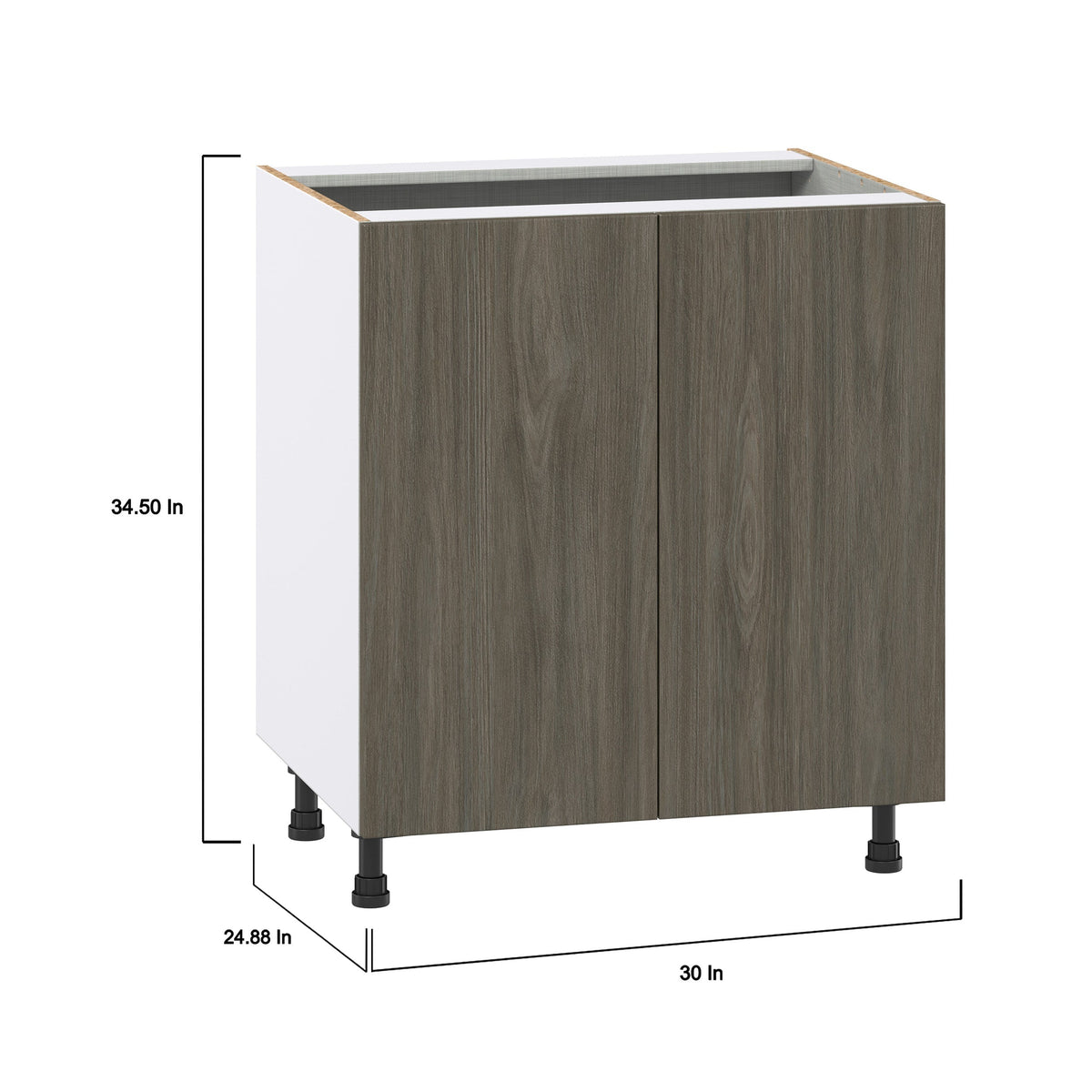 Hugo&Borg Savane 30-in W x 34.5-in H x 24-in D Textmel 3-Drawers Base Fully Assembled Cabinet (Flat Panel Slab Style)