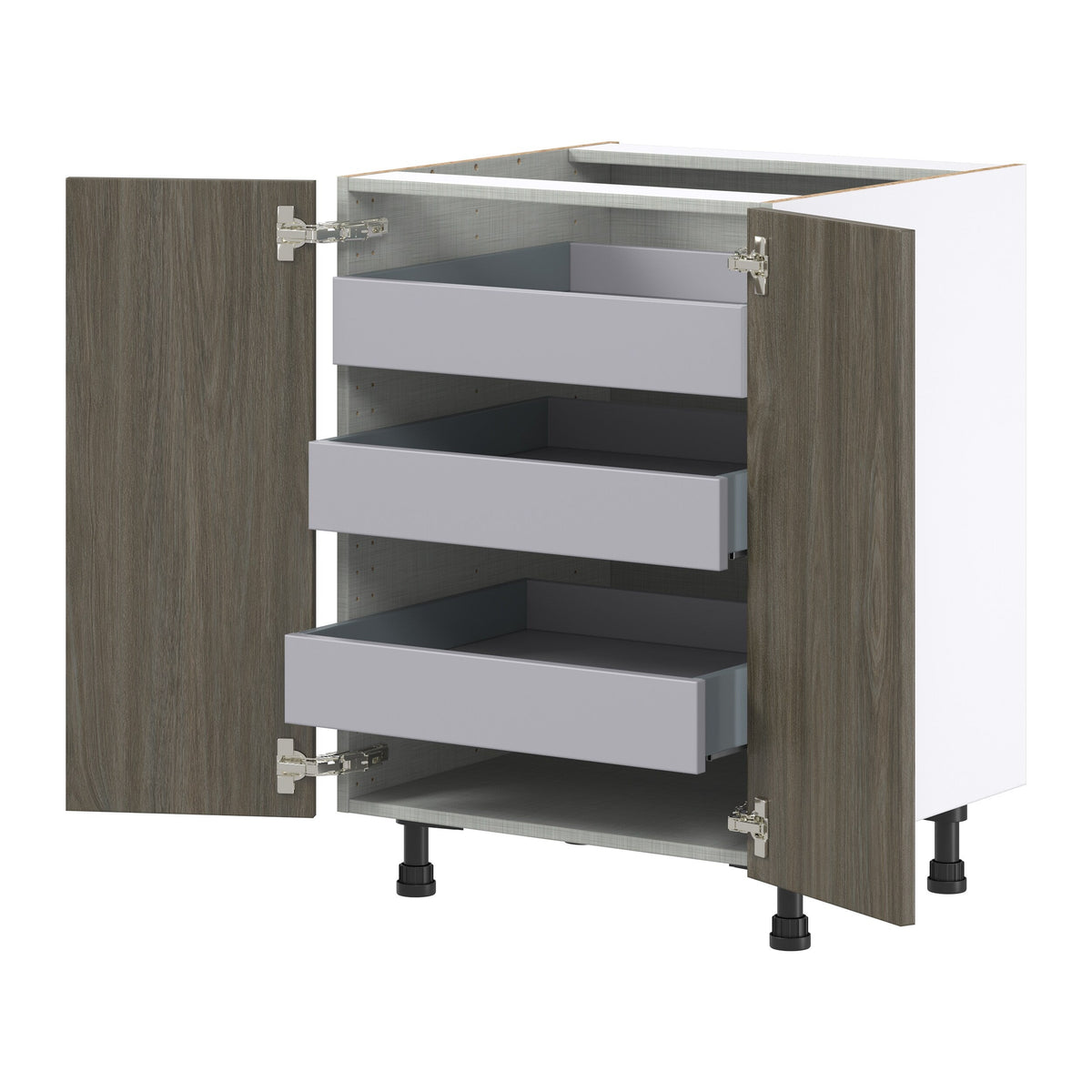 Hugo&Borg Savane 24-in W x 34.5-in H x 24-in D Textmel 3-Drawers Base Fully Assembled Cabinet (Flat Panel Slab Style)