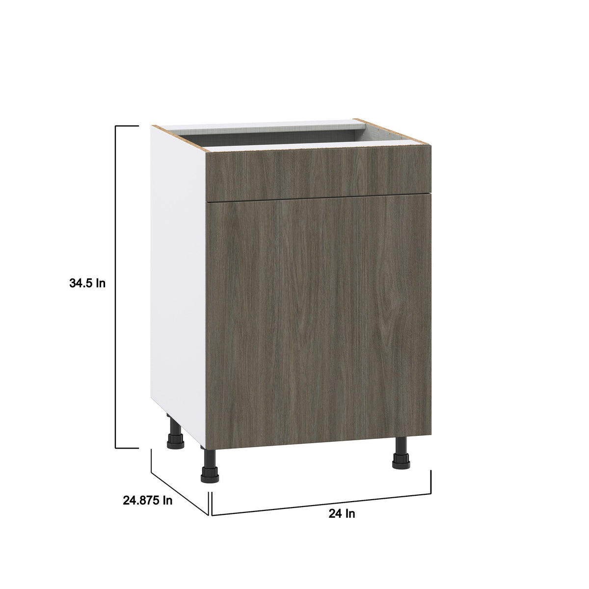 Hugo&Borg Savane 24-in W x 34.5-in H x 24-in D Textmel Sink Base Fully Assembled Cabinet (Flat Panel Slab Style)
